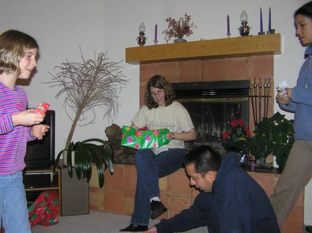 EOY 2005-021 - Kathryn, David, and Michele, with Carla looking on.