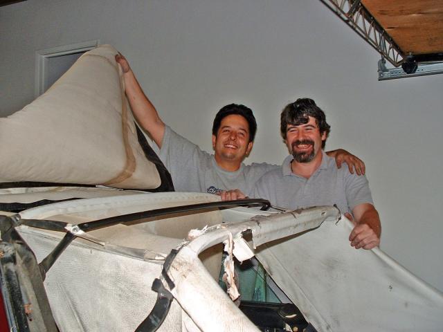 Theo and Yosi removing the old convertible top (DSCF0050_edited)