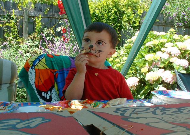 Noah, the lion, preferred to nibble on the chips (all day long).