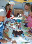 Instead of a cake, each child decorated her/his own cupcake. 